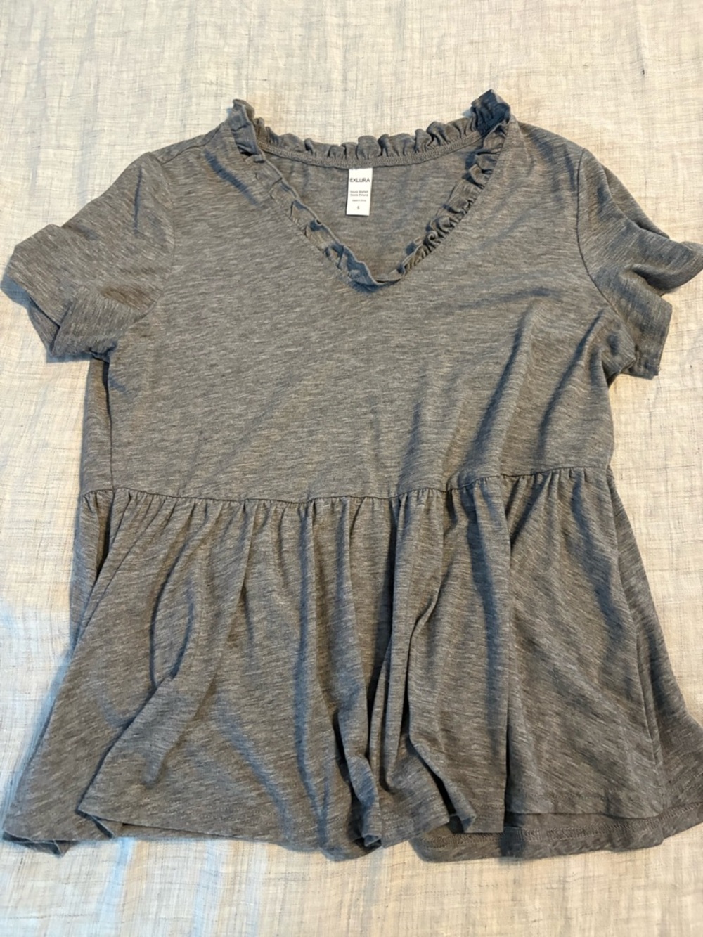Amazon Gray Ruffle V-Neck Peplum Tunic